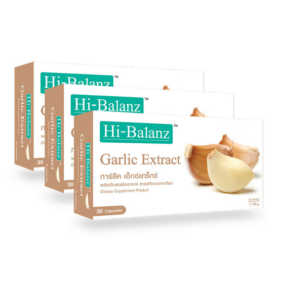 Hi-Balanz Garlic Extract แพ็ค 3 กล่อง ปราศจากกลิ่นฉุนของกระเทียม บรรจุกล่องละ 30 เม็ด Hi-Balanz Garlic Extract แพ็ค 3 กล่อง ปราศจากกลิ่นฉุนของกระเทียม บรรจุกล่องละ 30 เม็ด