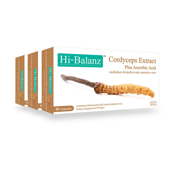 Hi-Balanz Cordyceps Extract Plus Ascobic Acid แพ็ค 3 กล่อง สารสกัดจากถั่งเฉ้า ราชาแห่งสมุนไพรจีน บรรจุกล่องละ 30 เม็ด Hi-Balanz Cordyceps Extract Plus Ascobic Acid แพ็ค 3 กล่อง สารสกัดจากถั่งเฉ้า ราชาแห่งสมุนไพรจีน บรรจุกล่องละ 30 เม็ด