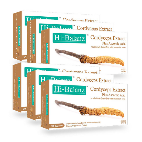 Hi-Balanz Cordyceps Extract Plus Ascobic Acid แพ็ค 6 กล่อง สารสกัดจากถั่งเฉ้า ราชาแห่งสมุนไพรจีน บรรจุกล่องละ 30 เม็ด Hi-Balanz Cordyceps Extract Plus Ascobic Acid แพ็ค 6 กล่อง สารสกัดจากถั่งเฉ้า ราชาแห่งสมุนไพรจีน บรรจุกล่องละ 30 เม็ด