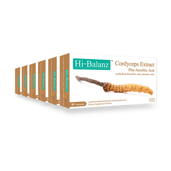 Hi-Balanz Cordyceps Extract Plus Ascobic Acid แพ็ค 6 กล่อง สารสกัดจากถั่งเฉ้า ราชาแห่งสมุนไพรจีน บรรจุกล่องละ 30 เม็ด Hi-Balanz Cordyceps Extract Plus Ascobic Acid แพ็ค 6 กล่อง สารสกัดจากถั่งเฉ้า ราชาแห่งสมุนไพรจีน บรรจุกล่องละ 30 เม็ด