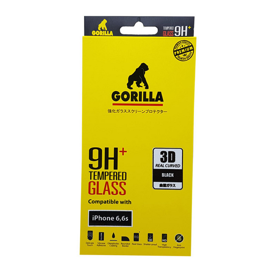 Gorilla Screen Protection Full Cover iPhone 6 / 6S 3D Real Curve Black Gorilla Screen Protection Full Cover iPhone 6 / 6S 3D Real Curve Black