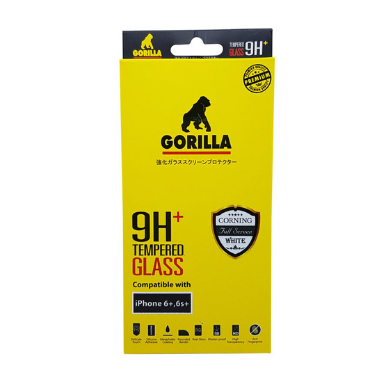 Gorilla Tempered Glass iPhone 6+ TG-FULL White Gorilla Tempered Glass iPhone 6+ TG-FULL White
