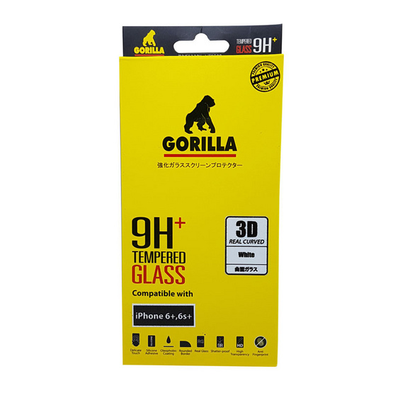 Gorilla Screen Protection Full Cover 3D Real Curve iPhone 6+ / 6S+ Real Curve White Gorilla Screen Protection Full Cover 3D Real Curve iPhone 6+ / 6S+ Real Curve White