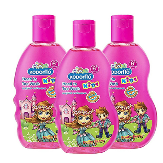 Kodomo โคโดโมเฮดทูโทคิดส์ อาบน้ำและสระผม (Fruity Berry) Kids Head To Toe Wash 200 ml แพ็ค 3 Kodomo โคโดโมเฮดทูโทคิดส์ อาบน้ำและสระผม (Fruity Berry) Kids Head To Toe Wash 200 ml แพ็ค 3