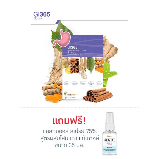 Herb Plus GI365 (จีไอ 365) สารสกัดจากธรรมชาติช่วยระบบทางเดินอาหาร บรรจุ 45 แคปซูล Herb Plus GI365 (จีไอ 365) สารสกัดจากธรรมชาติช่วยระบบทางเดินอาหาร บรรจุ 45 แคปซูล