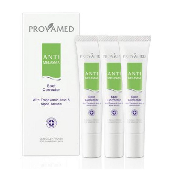 Provamed โปรวาเมด แอนตี้ เมลาสมา สปอท คอร์เรคเตอร์ 5g. (1กล่อง/3ชิ้น) Provamed โปรวาเมด แอนตี้ เมลาสมา สปอท คอร์เรคเตอร์ 5g. (1กล่อง/3ชิ้น)