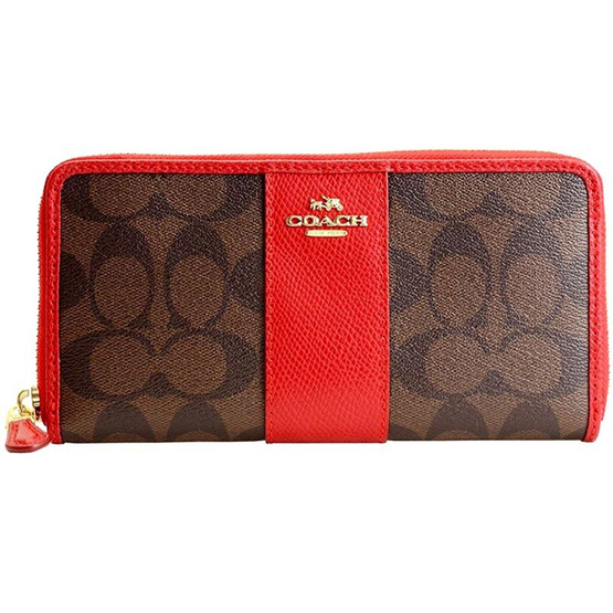 COACH กระเป๋า F54630 ACCORDION ZIP WALLET IN SIGNATURE CANVAS WITH LEATHER COACH กระเป๋า F54630 ACCORDION ZIP WALLET IN SIGNATURE CANVAS WITH LEATHER