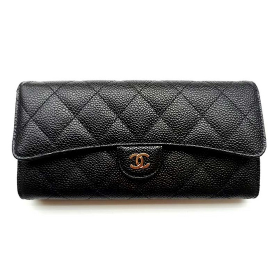 CHANEL กระเป๋าสตางค์ CLASSIC FLAP WALLET BLACK CAVIAR SHW CHANEL กระเป๋าสตางค์ CLASSIC FLAP WALLET BLACK CAVIAR SHW