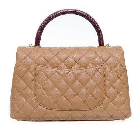 CHANEL กระเป๋า COCO 10.5" CARAMEL CAVIAR/BURGUNDY LIZARD GHW CHANEL กระเป๋า COCO 10.5" CARAMEL CAVIAR/BURGUNDY LIZARD GHW