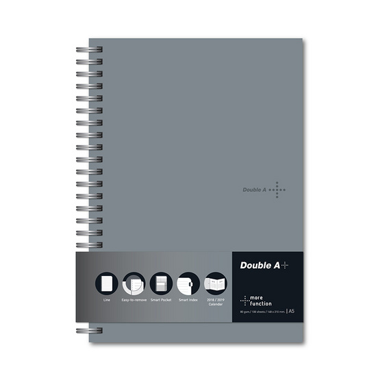 Double A Plus สมุดสันห่วงปกแข็ง A5 80 แกรม 100แผ่น Double A Plus สมุดสันห่วงปกแข็ง A5 80 แกรม 100แผ่น