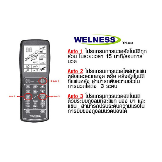 WELNESS เก้าอี้นวดไฟฟ้า รุ่น YH-6600 สีดำ WELNESS เก้าอี้นวดไฟฟ้า รุ่น YH-6600 สีดำ