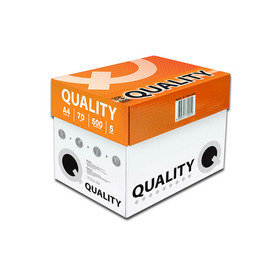 Quality กระดาษถ่ายเอกสาร A4 70 แกรม ส้ม (5 รีม/กล่อง) Quality กระดาษถ่ายเอกสาร A4 70 แกรม ส้ม (5 รีม/กล่อง)