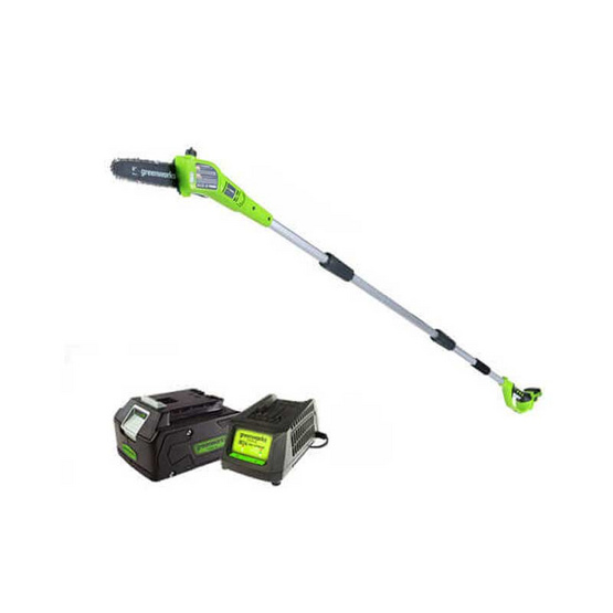 Greenworks เครื่องตัดกิ่งไม้สูงไร้สาย ขนาด 24V พร้อมแท่นชาร์จ Greenworks เครื่องตัดกิ่งไม้สูงไร้สาย ขนาด 24V พร้อมแท่นชาร์จ