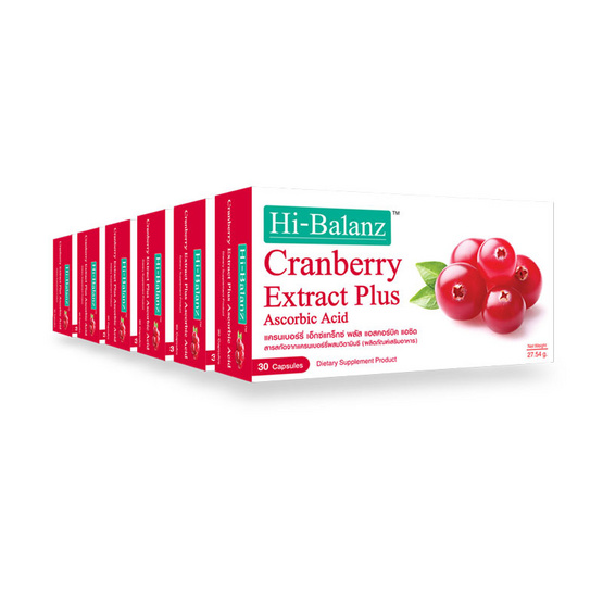Hi-Balanz Cranberry Extract สารสกัดแครนเบอร์รี่ผสมวิตามินซี ช่วยบำรุงผิว บรรจุ 30 แคปซูล แพ็ค 6 Hi-Balanz Cranberry Extract สารสกัดแครนเบอร์รี่ผสมวิตามินซี ช่วยบำรุงผิว บรรจุ 30 แคปซูล แพ็ค 6