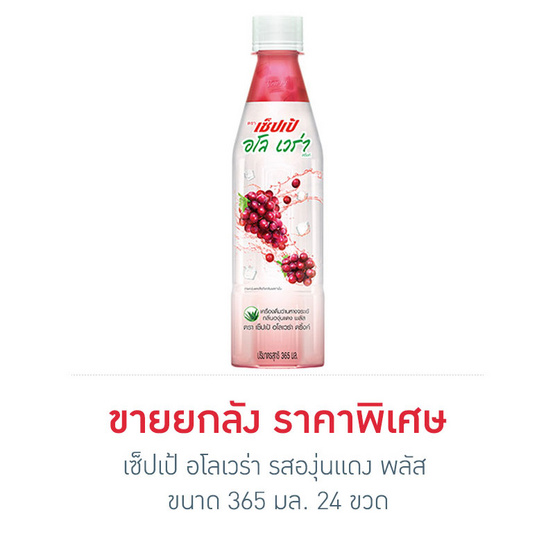 เซ็ปเป้ อโลเวร่า รสองุ่นแดง พลัส 365 มล. (ยกลัง 24 ขวด) เซ็ปเป้ อโลเวร่า รสองุ่นแดง พลัส 365 มล. (ยกลัง 24 ขวด)
