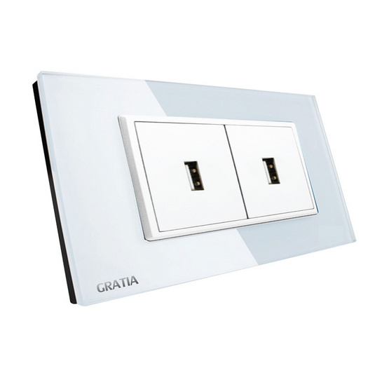 GRATIA เต้ารับ USB 2 แอมป์ รุ่น GSUS02W สีขาว GRATIA เต้ารับ USB 2 แอมป์ รุ่น GSUS02W สีขาว