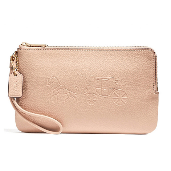 COACH กระเป๋าคล้องมือสองซิป F23818 Double Zip Wallet with Embossed Horse and Carriage COACH กระเป๋าคล้องมือสองซิป F23818 Double Zip Wallet with Embossed Horse and Carriage