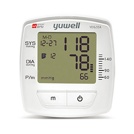 Yuwell เครื่องวัดความดันโลหิตแบบดิจิตอล รุ่น YE620A Yuwell เครื่องวัดความดันโลหิตแบบดิจิตอล รุ่น YE620A
