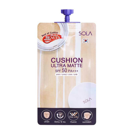 Sola คุชชั่น อัลตร้า แมท SPF50 PA+++ เบอร์ 20 ผิวขาว (1 กล่อง / 6 ซอง) Sola คุชชั่น อัลตร้า แมท SPF50 PA+++ เบอร์ 20 ผิวขาว (1 กล่อง / 6 ซอง)