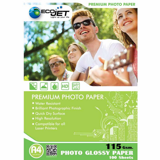 Ecojet Glossy Paper 115 G / 100 Sheets (A4) Ecojet Glossy Paper 115 G / 100 Sheets (A4)