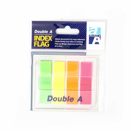 Double A Index Flags ขนาด 44 x 12 มม. คละ 4 สี (บรรจุ 24 ชิ้น/กล่อง) Double A Index Flags ขนาด 44 x 12 มม. คละ 4 สี (บรรจุ 24 ชิ้น/กล่อง)