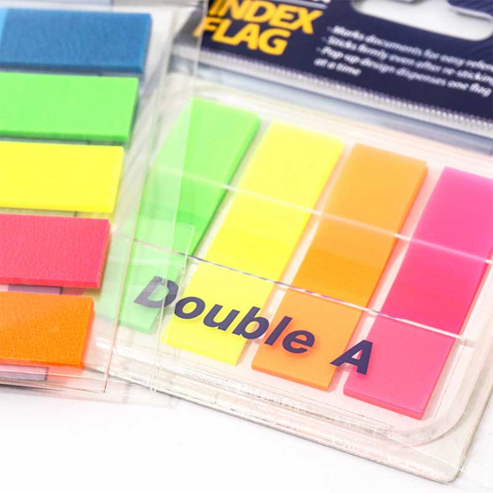 Double A Index Flags ขนาด 44 x 12 มม. คละ 4 สี (บรรจุ 24 ชิ้น/กล่อง) Double A Index Flags ขนาด 44 x 12 มม. คละ 4 สี (บรรจุ 24 ชิ้น/กล่อง)