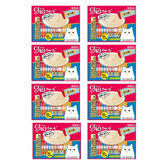 CIAO Chu-ru ขนมแมวเลีย ปลาทูน่า รสผสม 40 ซองรวม 8 แพ็ค CIAO Chu-ru ขนมแมวเลีย ปลาทูน่า รสผสม 40 ซองรวม 8 แพ็ค