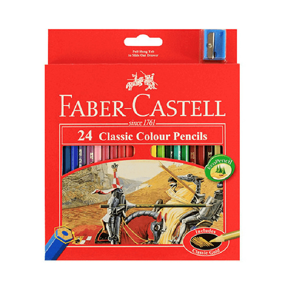 Faber-Castell ดินสอสีไม้อัศวิน 24 สี กล่องกระดาษ Faber-Castell ดินสอสีไม้อัศวิน 24 สี กล่องกระดาษ