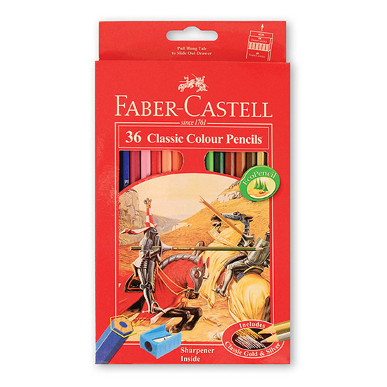 Faber-Castell ดินสอสีไม้อัศวิน 36 สี กล่องกระดาษ Faber-Castell ดินสอสีไม้อัศวิน 36 สี กล่องกระดาษ
