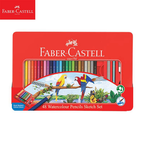 Faber-Castell ดินสอสีไม้ระบายน้ำ 48 สี กล่องเหล็ก Faber-Castell ดินสอสีไม้ระบายน้ำ 48 สี กล่องเหล็ก