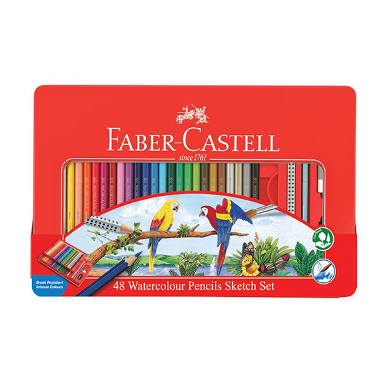 Faber-Castell ดินสอสีไม้ระบายน้ำ 48 สี กล่องเหล็ก Faber-Castell ดินสอสีไม้ระบายน้ำ 48 สี กล่องเหล็ก