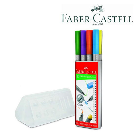 Faber-Castell ปากกาหัวเข็ม Grip Finepen 0.4 มม. ชุด 10 ด้าม Faber-Castell ปากกาหัวเข็ม Grip Finepen 0.4 มม. ชุด 10 ด้าม