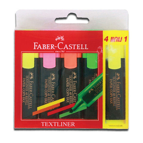 Faber-Castell ปากกาเน้นข้อความ คละสี (แพ็ค 4 แถม 1) Faber-Castell ปากกาเน้นข้อความ คละสี (แพ็ค 4 แถม 1)