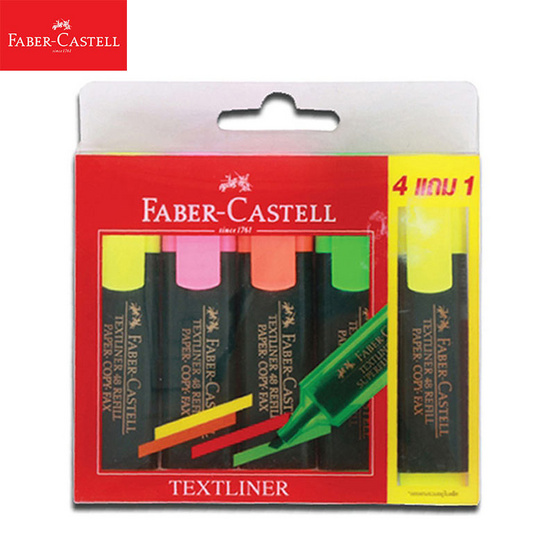 Faber-Castell ปากกาเน้นข้อความ คละสี (แพ็ค 4 แถม 1) Faber-Castell ปากกาเน้นข้อความ คละสี (แพ็ค 4 แถม 1)