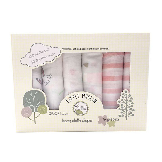 MUSLIN ผ้าอ้อมมัสลินคอตตอน 27 x 27 นิ้ว Set สีชมพู คละลาย MUSLIN ผ้าอ้อมมัสลินคอตตอน 27 x 27 นิ้ว Set สีชมพู คละลาย