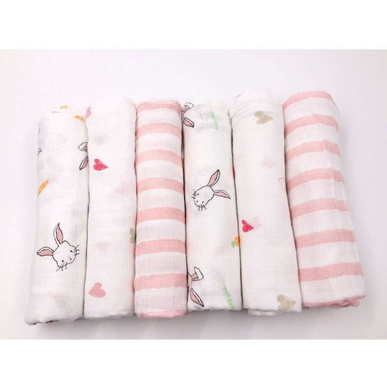 MUSLIN ผ้าอ้อมมัสลินคอตตอน 27 x 27 นิ้ว Set สีชมพู คละลาย MUSLIN ผ้าอ้อมมัสลินคอตตอน 27 x 27 นิ้ว Set สีชมพู คละลาย