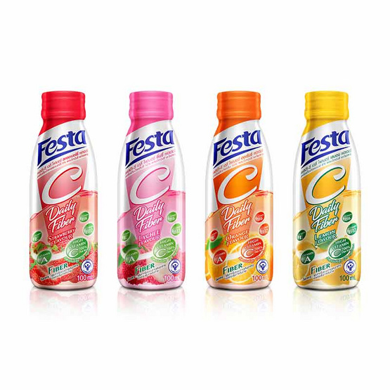 Festa C Daily Fiber เฟสต้า ซี คละรส พร้อมดื่ม ขนาด 100 มล. 24 ขวด/กล่อง Festa C Daily Fiber เฟสต้า ซี คละรส พร้อมดื่ม ขนาด 100 มล. 24 ขวด/กล่อง