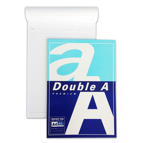 Double A สมุดรายงาน A4 80 แกรม 40 แผ่น/แพ็ค มีเส้น (แพ็ค 12 เล่ม) Double A สมุดรายงาน A4 80 แกรม 40 แผ่น/แพ็ค มีเส้น (แพ็ค 12 เล่ม)