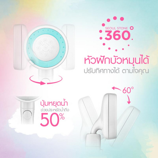 Seoul Stone ฝักบัวหมุนได้ 360 องศา สี Jewel Blue Seoul Stone ฝักบัวหมุนได้ 360 องศา สี Jewel Blue