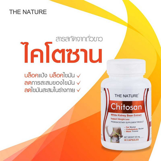 The Nature Chitosan ไคโตซาน สารสกัดจากถั่วขาว บรรจุ 30 แคปซูล The Nature Chitosan ไคโตซาน สารสกัดจากถั่วขาว บรรจุ 30 แคปซูล