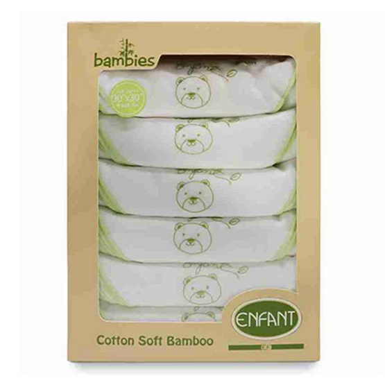 Enfant GREEN ผ้าอ้อมสาลู Bamboo ขนาด 30X30 นิ้ว (แพ็ค 6 ผืน) Enfant GREEN ผ้าอ้อมสาลู Bamboo ขนาด 30X30 นิ้ว (แพ็ค 6 ผืน)