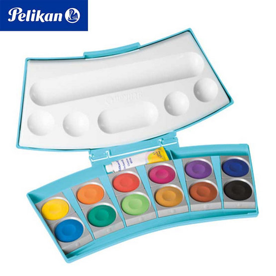 Pelikan สีน้ำหลุม 735PC 12 สี พร้อมกล่องใส่น้ำ Pelikan สีน้ำหลุม 735PC 12 สี พร้อมกล่องใส่น้ำ
