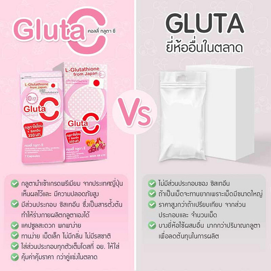 Colly Gluta C ผลิตภัณฑ์เสริมอาหารคอลลี่ กลูต้า ซี บรรจุรวม 28 แคปซูล/กล่อง Colly Gluta C ผลิตภัณฑ์เสริมอาหารคอลลี่ กลูต้า ซี บรรจุรวม 28 แคปซูล/กล่อง