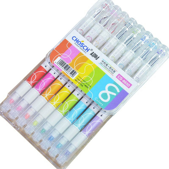Chosch ปากกาเจลหัวเพชร 0.5 mm + ไฮไลท์สีปลายด้าม รุ่น CS-8650 (แพ็ค 8 แท่ง) Chosch ปากกาเจลหัวเพชร 0.5 mm + ไฮไลท์สีปลายด้าม รุ่น CS-8650 (แพ็ค 8 แท่ง)