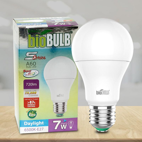 Bio Bulb LED S-Series ขั้ว E27-7 วัตต์ แสงเดย์ไลท์ Bio Bulb LED S-Series ขั้ว E27-7 วัตต์ แสงเดย์ไลท์
