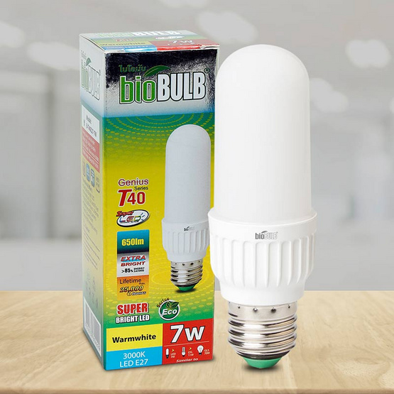 Bio Bulb LED1U T40 ขั้ว E27-7 วัตต์ แสงวอร์มไวท์ Bio Bulb LED1U T40 ขั้ว E27-7 วัตต์ แสงวอร์มไวท์