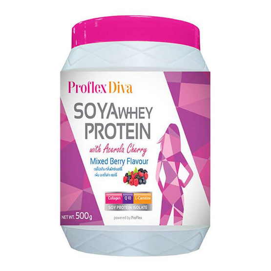 ProFlex Diva Mixed Berry โปรตีนถั่วเหลือง กลิ่นมิกซ์เบอร์รี่ ขนาด 500 กรัม ProFlex Diva Mixed Berry โปรตีนถั่วเหลือง กลิ่นมิกซ์เบอร์รี่ ขนาด 500 กรัม