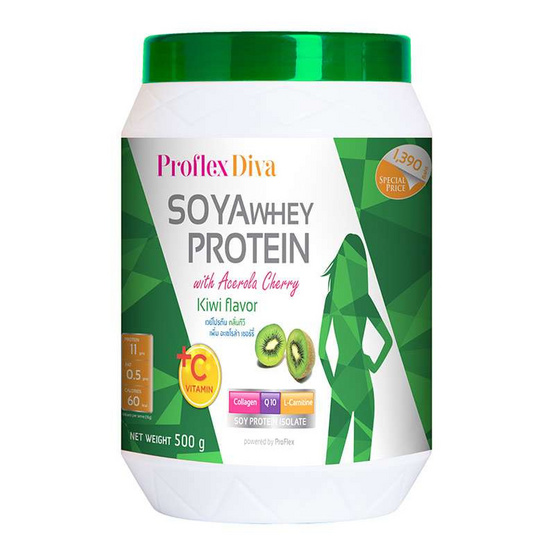 ProFlex Diva Kiwi โปรตีนถั่วเหลือง กลิ่นกีวี่ ขนาด 500 กรัม ProFlex Diva Kiwi โปรตีนถั่วเหลือง กลิ่นกีวี่ ขนาด 500 กรัม
