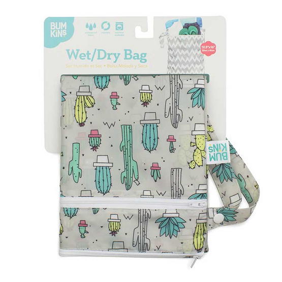 Bumkins ถุงผ้ากันน้ำ 2 ช่อง รุ่น Wet Dry Bag สีเขียว ลาย Cacti Bumkins ถุงผ้ากันน้ำ 2 ช่อง รุ่น Wet Dry Bag สีเขียว ลาย Cacti