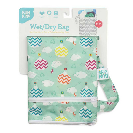 Bumkins ถุงผ้ากันน้ำ 2 ช่อง รุ่น Wet Dry Bag สีเขียว ลาย Balloon Bumkins ถุงผ้ากันน้ำ 2 ช่อง รุ่น Wet Dry Bag สีเขียว ลาย Balloon